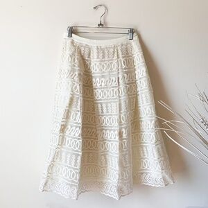 Champagne and Strawberry Embroidered Lace Skirt
